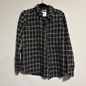 Abercrombie & Fitch Black and White Oversized Tweed Jacket